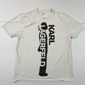 Karl Lagerfeld White T-Shirt with Black Vertical Logo
